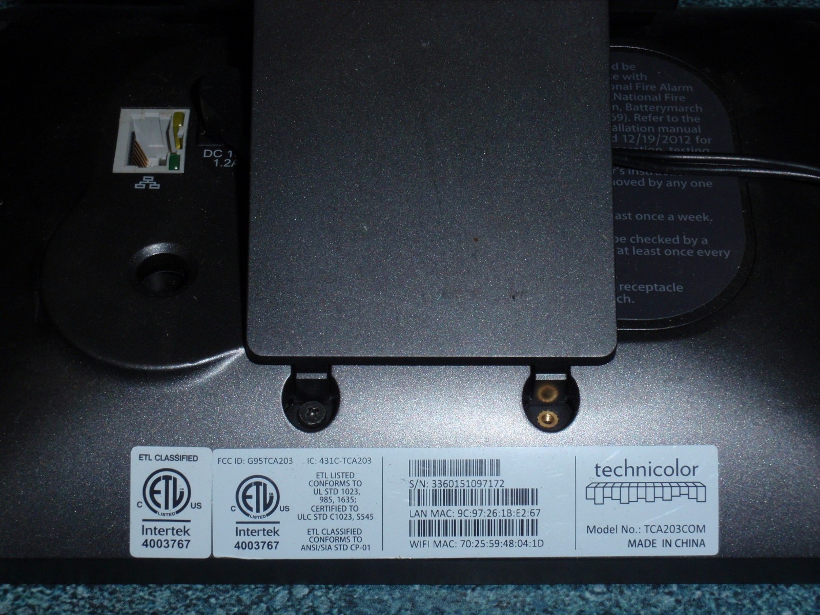 TECHNICOLOR iCONTROL TCA203COM HOME AUTOMATION TOUCHSCREEN PANEL E7 - FAST SHIP!