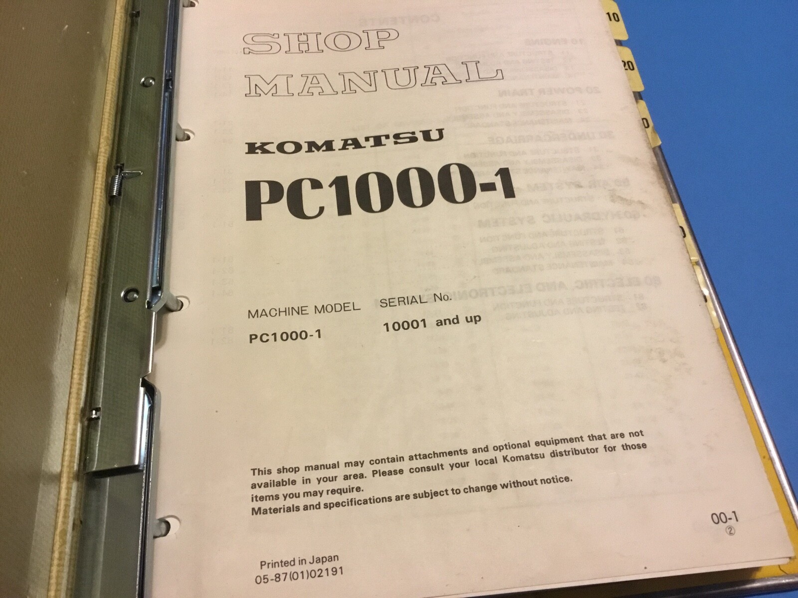 KOMATSU PC1000-1 EXCAVATOR SERVICE SHOP REPAIR MANUAL and Parts book