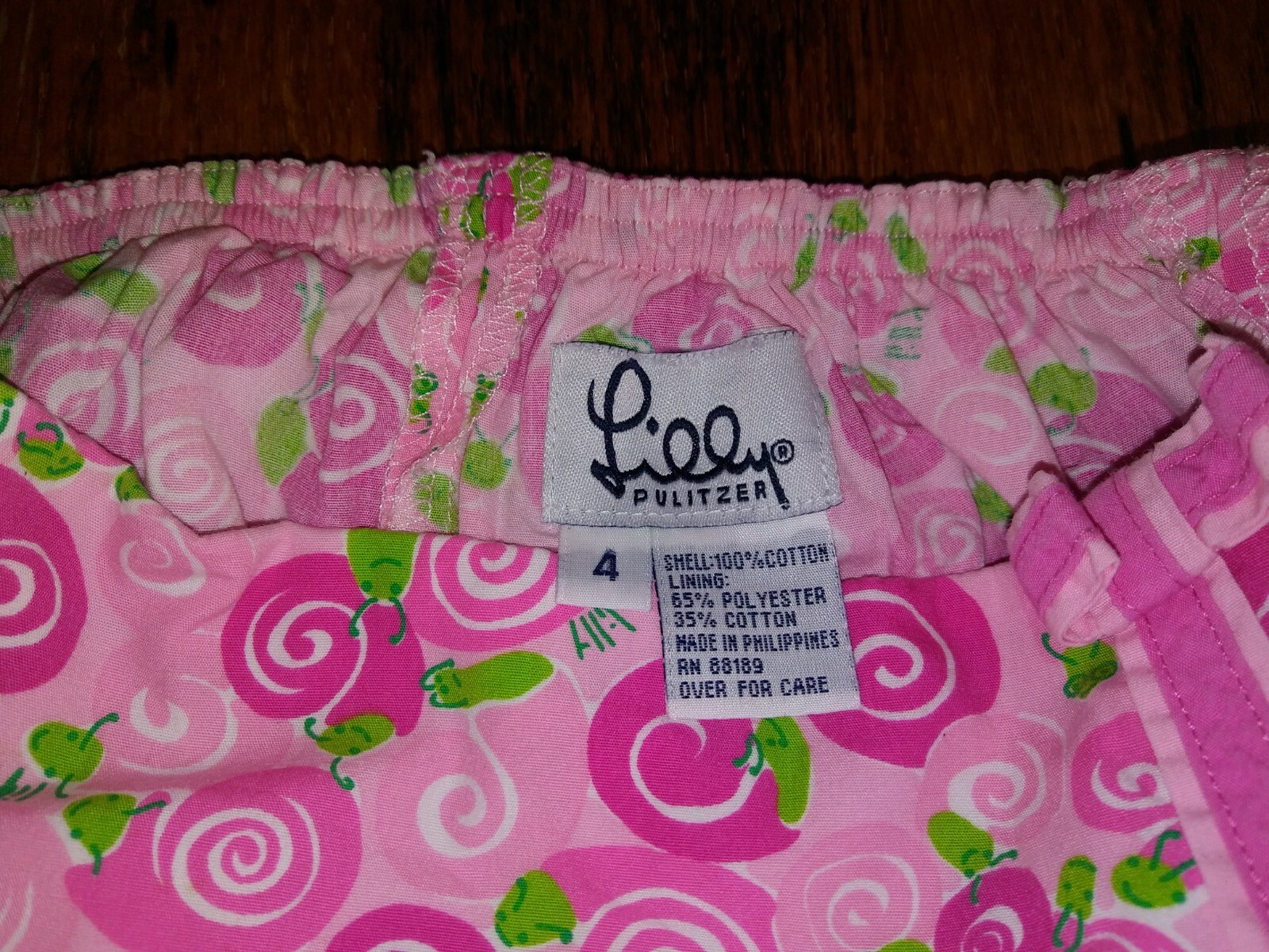 Lilly Pulitzer White Label Girls SKORT skirt/shorts Snails Bow Size 4 Very Nice!