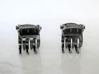 Extra tiny mini dark silver rose gold bronze metal hair claw clips (set of two)