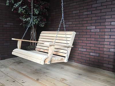 3ft Cypress Apartment Size Wood Wooden Contoured Seat Porch Yard Swing USA