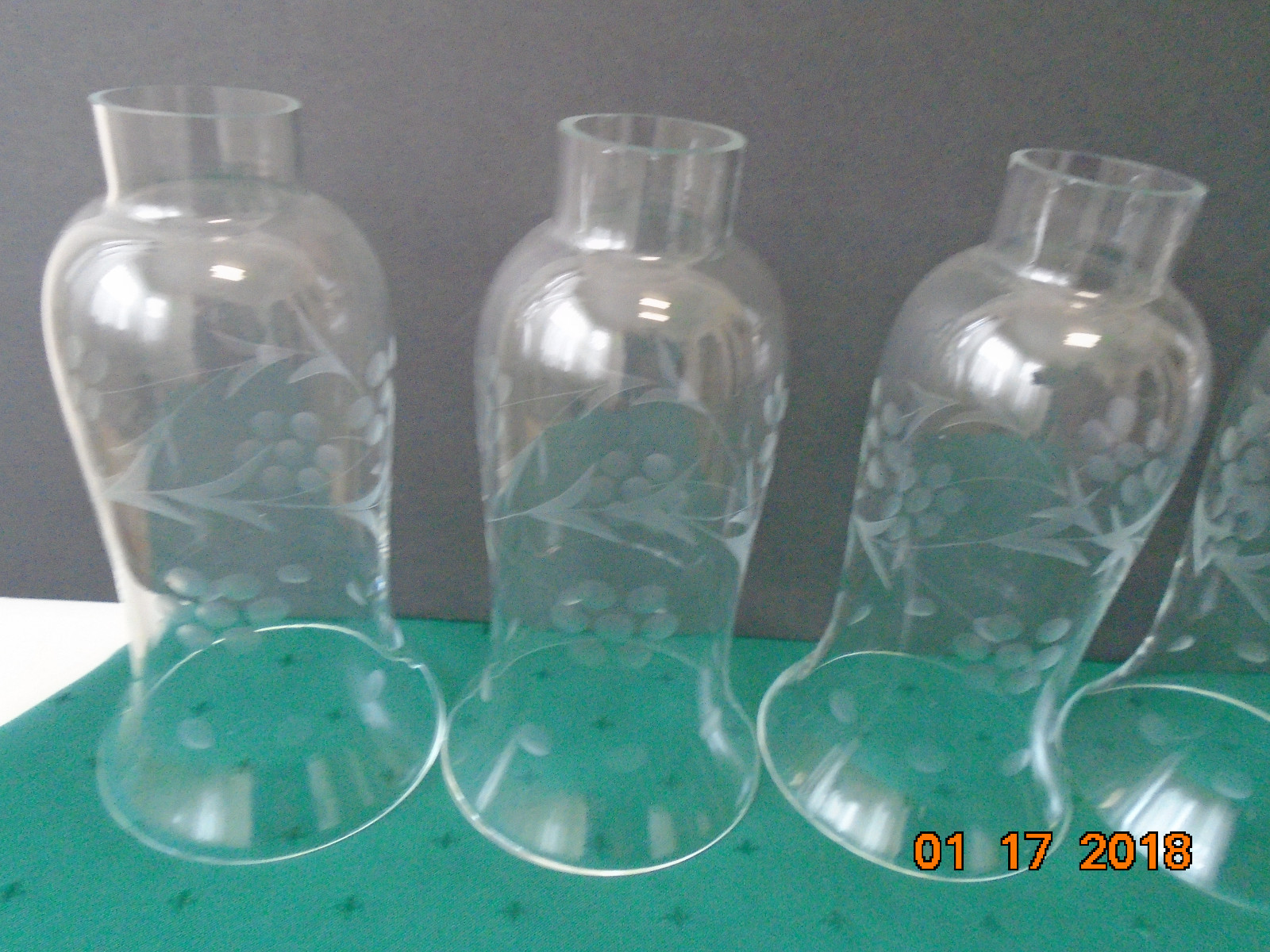 one etched clear glass lamp shade,vintage #4