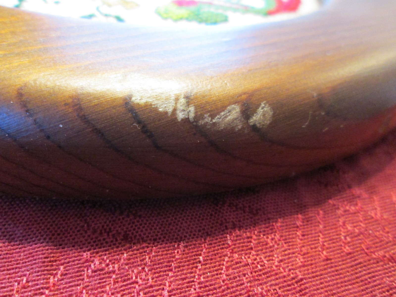 COMPLETED FRAMED WELCOME WELKOMMEN WALL HANGING ROUND DARK WOOD FRAME 8 3/4