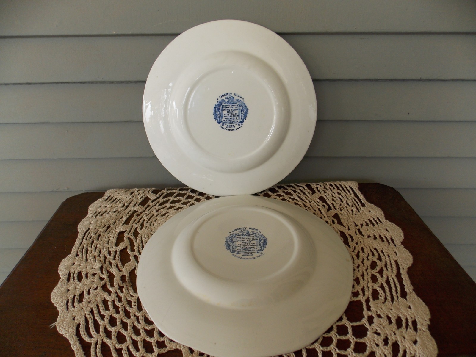 Set of 2 Vintage Liberty Blue Independence Hall Dinner Plates England