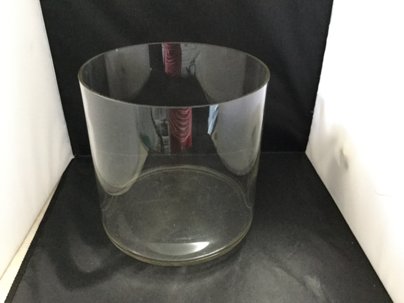 Large glass bowl, 9 1/2” tall, mouth 8 1/2” wide, weighs 5lbs