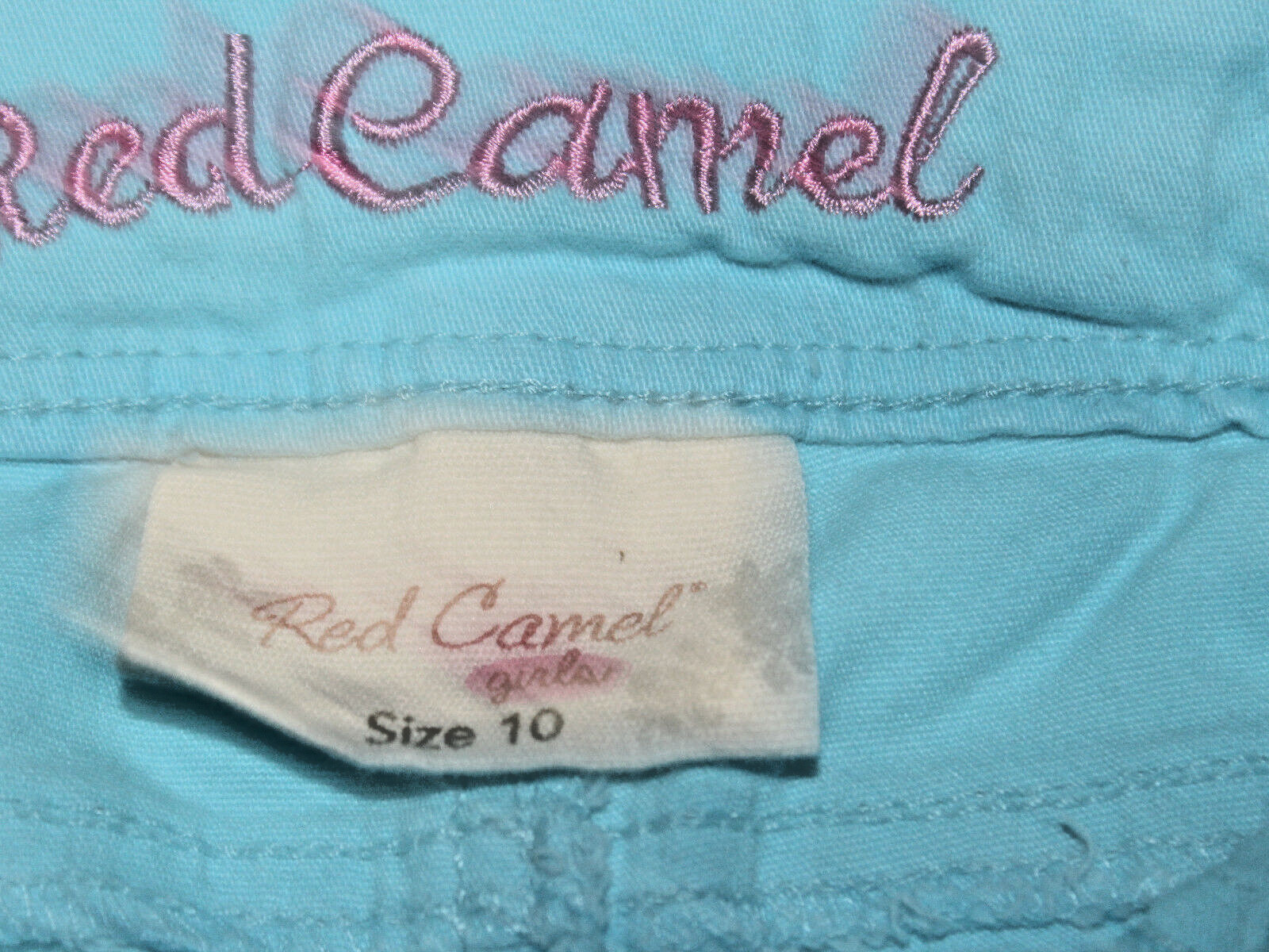 Red Camel Girls 10 Baby Blue Pants Jeweled Front Buttons Pockets Cotton Spandex