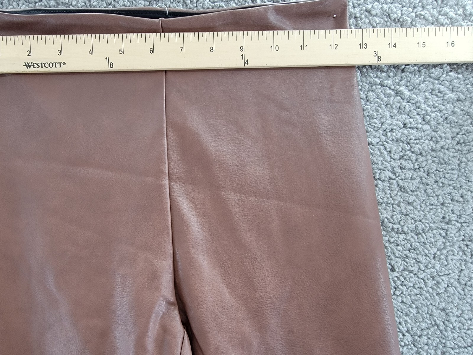Aqua Faux Leather High Waist Leggings Women's XS Walnut Elastic Waist Pull On - Picture 5 of 15