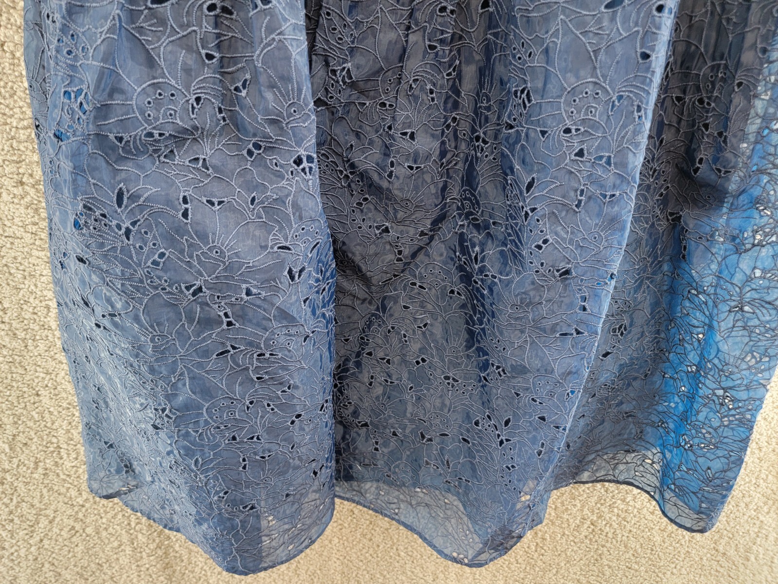French Connection Embroidered Lace Sleeveless Dress Women's 8 Blue Back Zipped - Picture 4 of 18