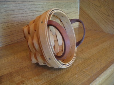 Longaberger Thyme Booking Basket 97 cute with leather ears  Rare *free shipping*