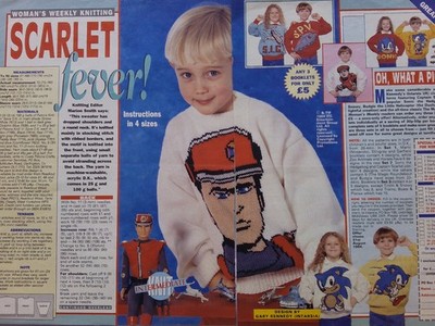 Vintage knitting pattern of Captain Scarlet design for a child's sweater