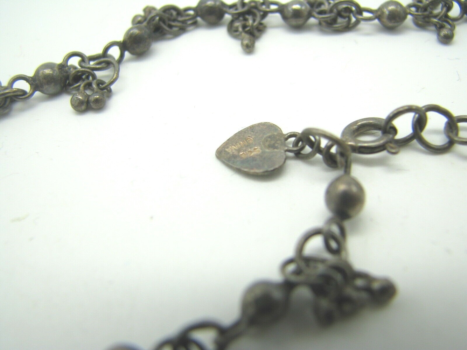 STERLING SILVER Dangle Balls VTG ANKLE BRACELET ANKLET Gypsy Bohemian CLUSTERS