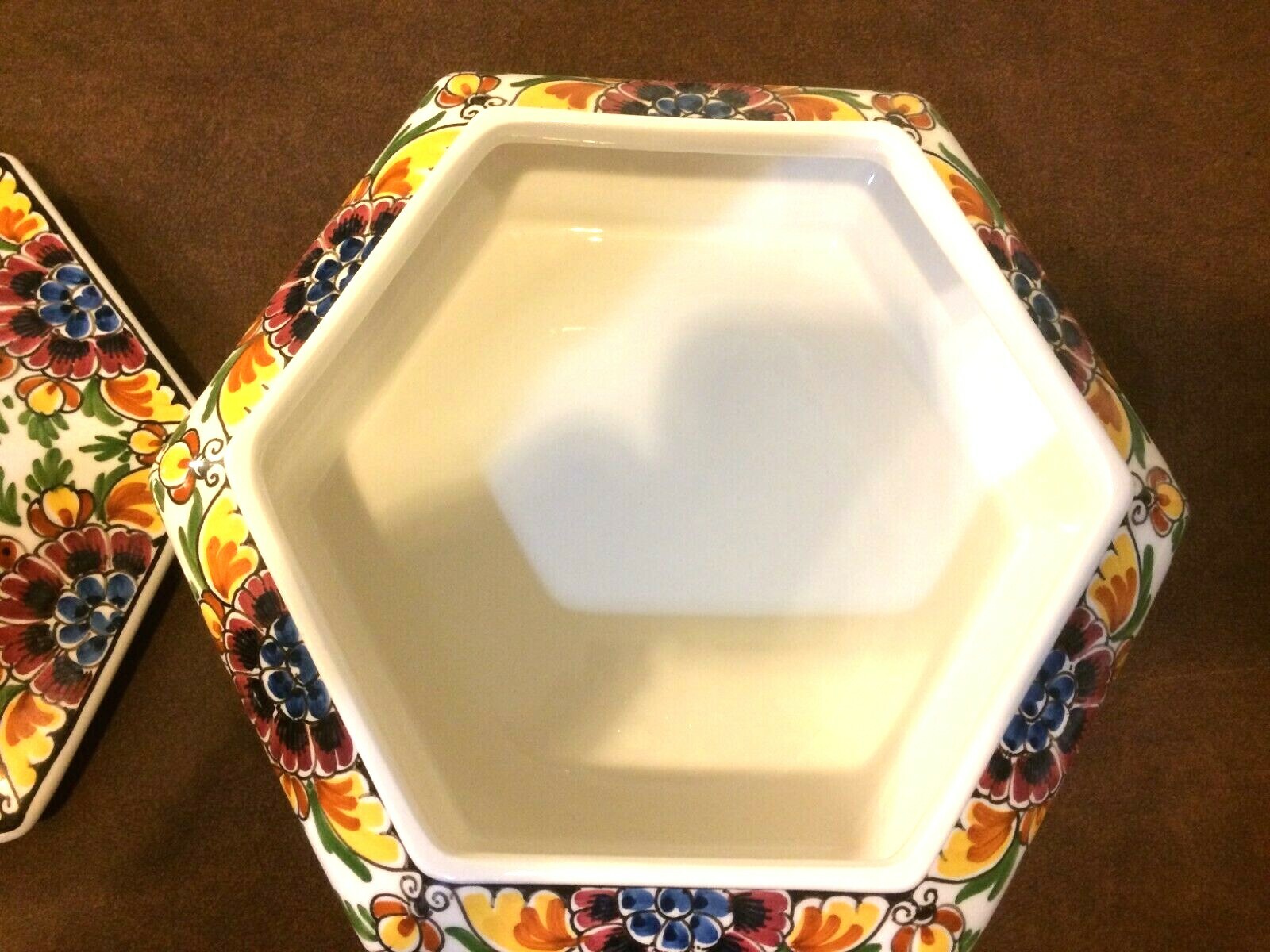 Dutch Delft Polychrome Five Sided Vegetable Dish With Cover Signed #1081
