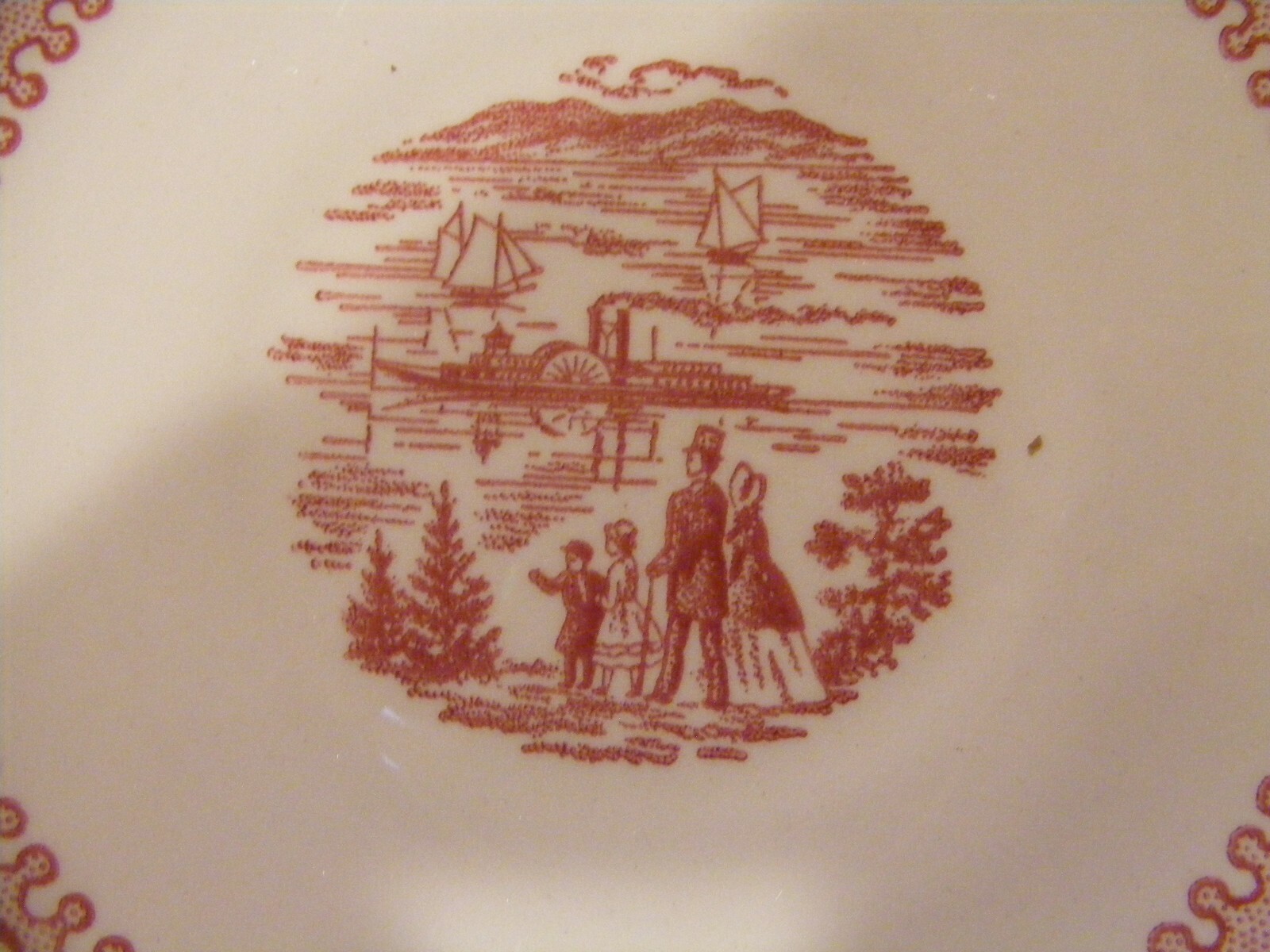 Royal Ironstone China Memory Lane Cup and Saucer Set,1965 Red Transfer Ware