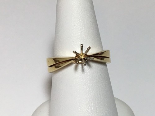 NEW - EURO SHANK Diamond Solitaire Mounting 14K Gold Engagement Wedding Ring Set