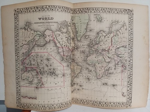 1873 Mitchell's Map Of The World On The Mercator Projector