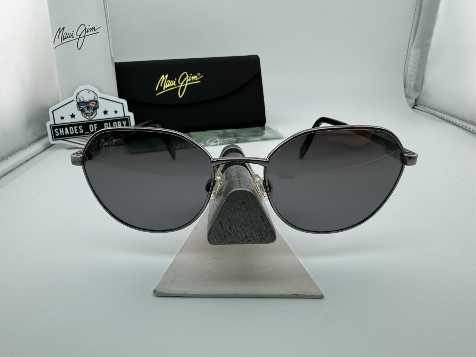 Pre-owned Maui Jim Hukilau Mj 845-11 Silver To Black Dual Mirror Polarized Sunglasses