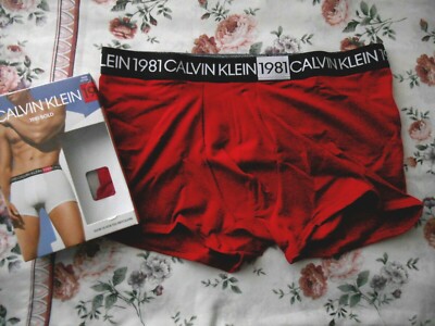 CALVIN KLEIN 1981 RED BOLD COTTON TRUNK SHORTY MEDIUM ONLY LEFT RRP...