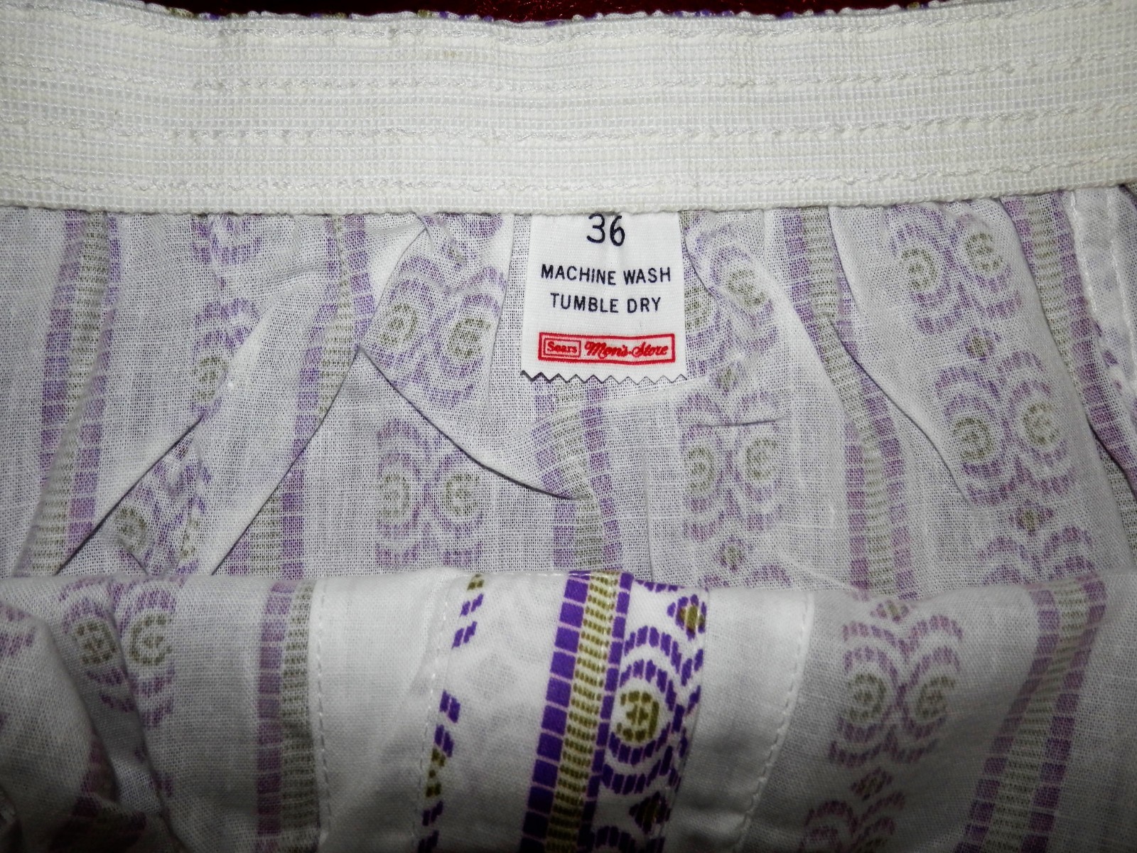 Vintage New sz 36 Boxer Shorts Underwear Sears Mens Store NOS Purple Green Print