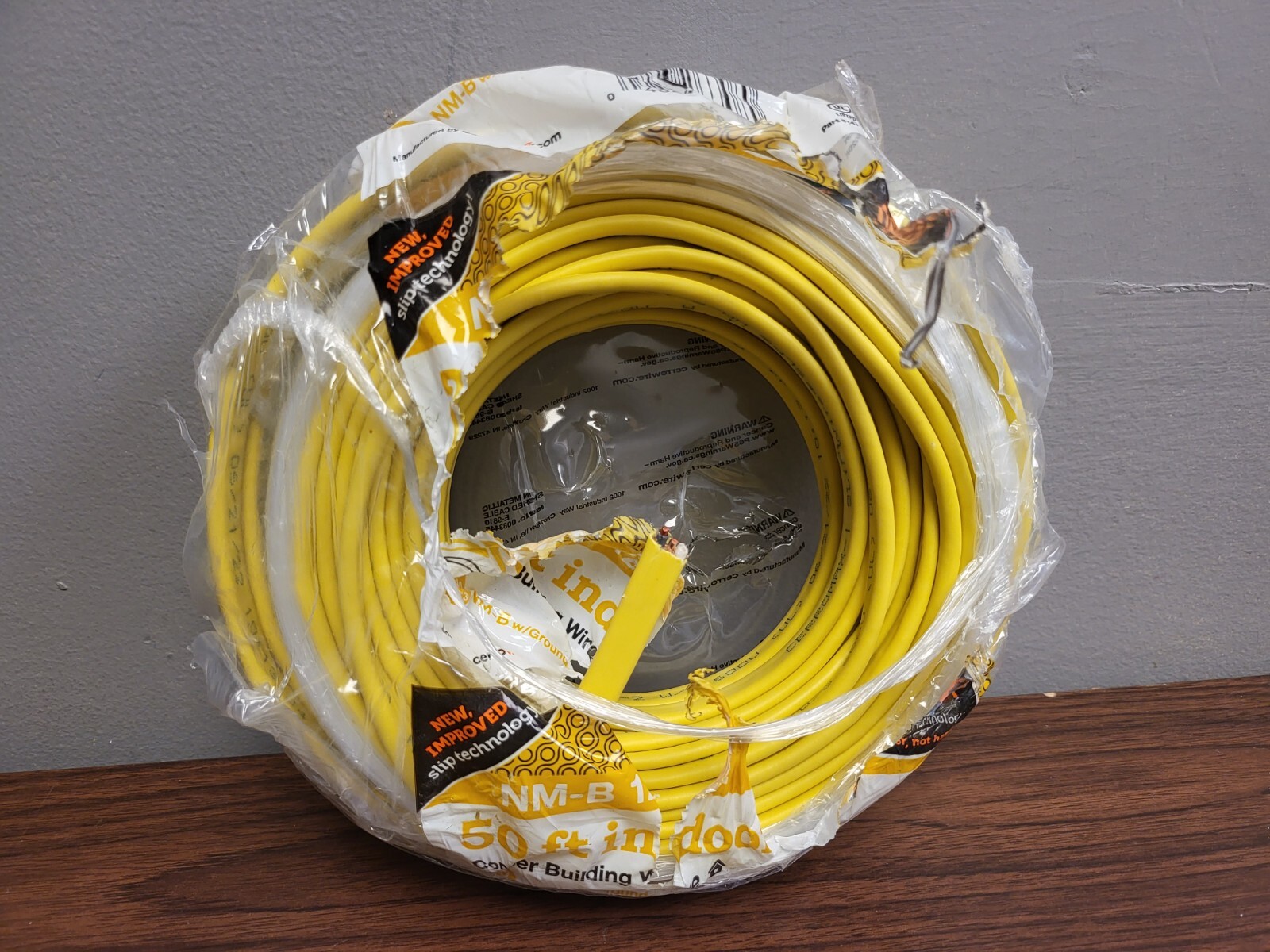 CerroWire 50' Indoor 12/2 Solid Yellow CerroMax SLiPWire CU