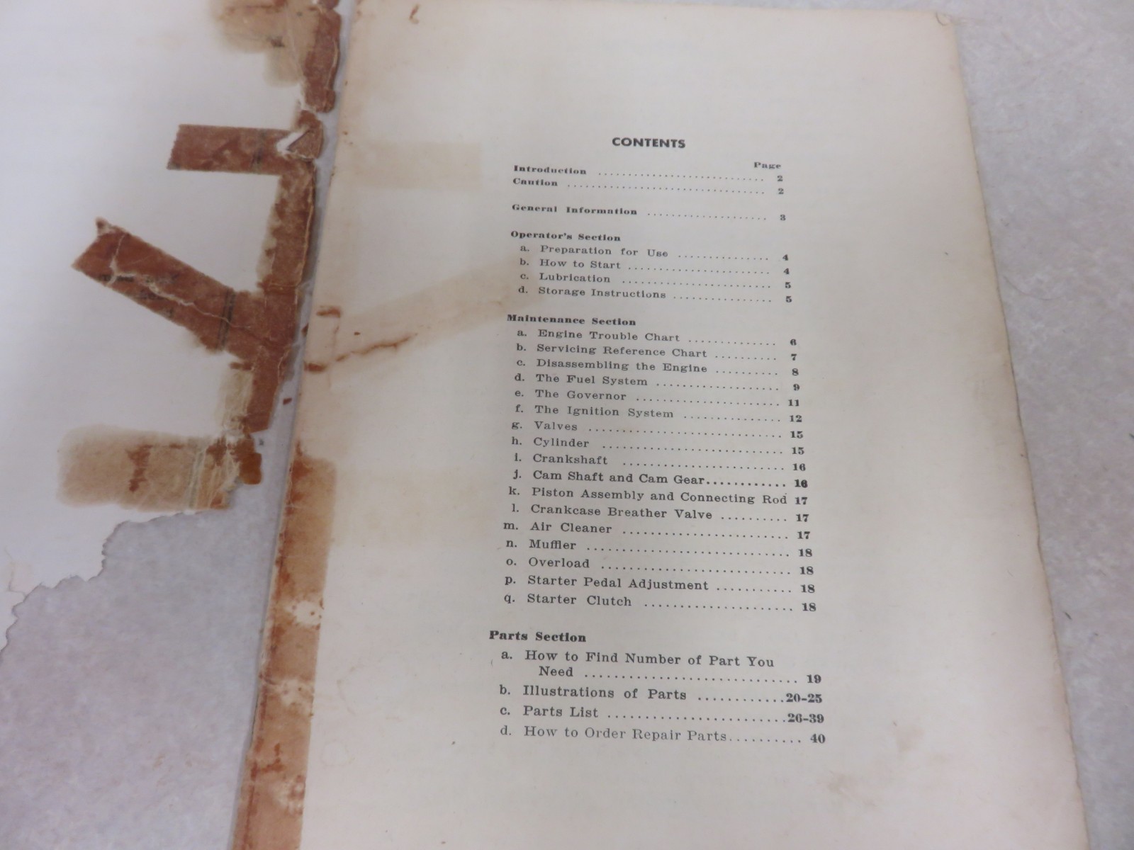 SEARS ROEBUCK OPERATING & MAINTENANCE MANUAL SEARS GASOLINE ENGINES