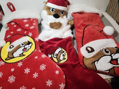 Buc-ee's Santa Beaver Red Holiday Christmas Plush Head Stocking Bucees NWT 3
