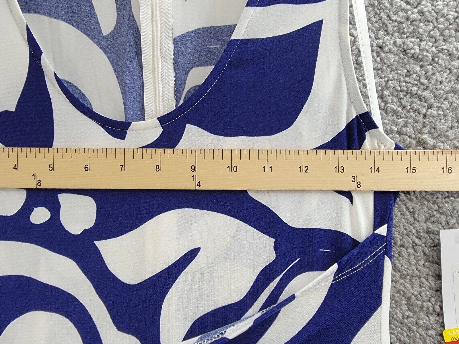 Donna Morgan Printed Wrap-Waist Asymmetric Dress Women's 2 Navy/Soft White - Picture 5 of 16