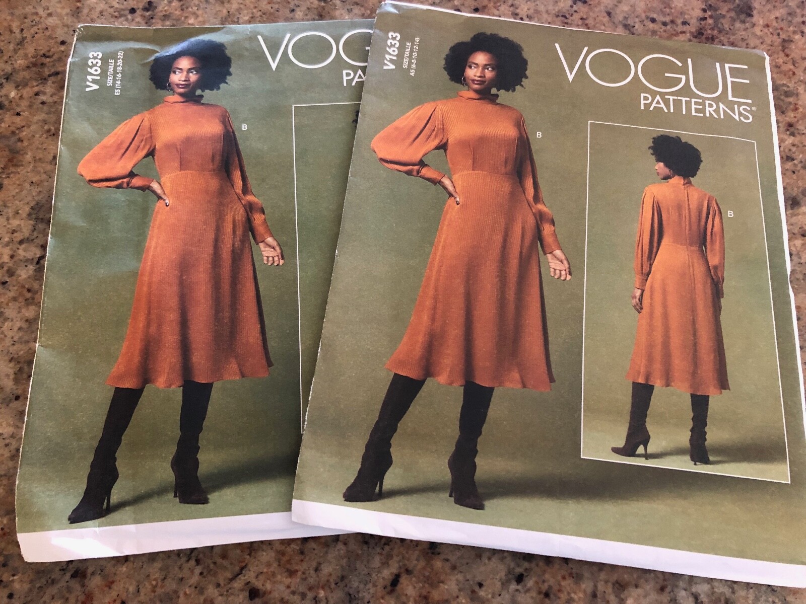 VOGUE #V1633 - LADIES CUTE LONG SLEEVE w/CUFFS DRESS PATTERN 6-14 / 14-22 FF | eBay VOGUE #V1633 - LADIES CUTE LONG SLEEVE w/CUFFS DRESS PATTERN 6-14 / 14-22 FF | eBay