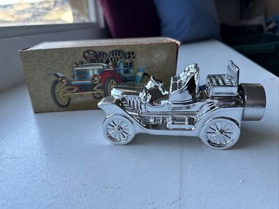 Avon After Shave Decanter Silver Stanley Steamer Tai Winds  1978 FULL NIB