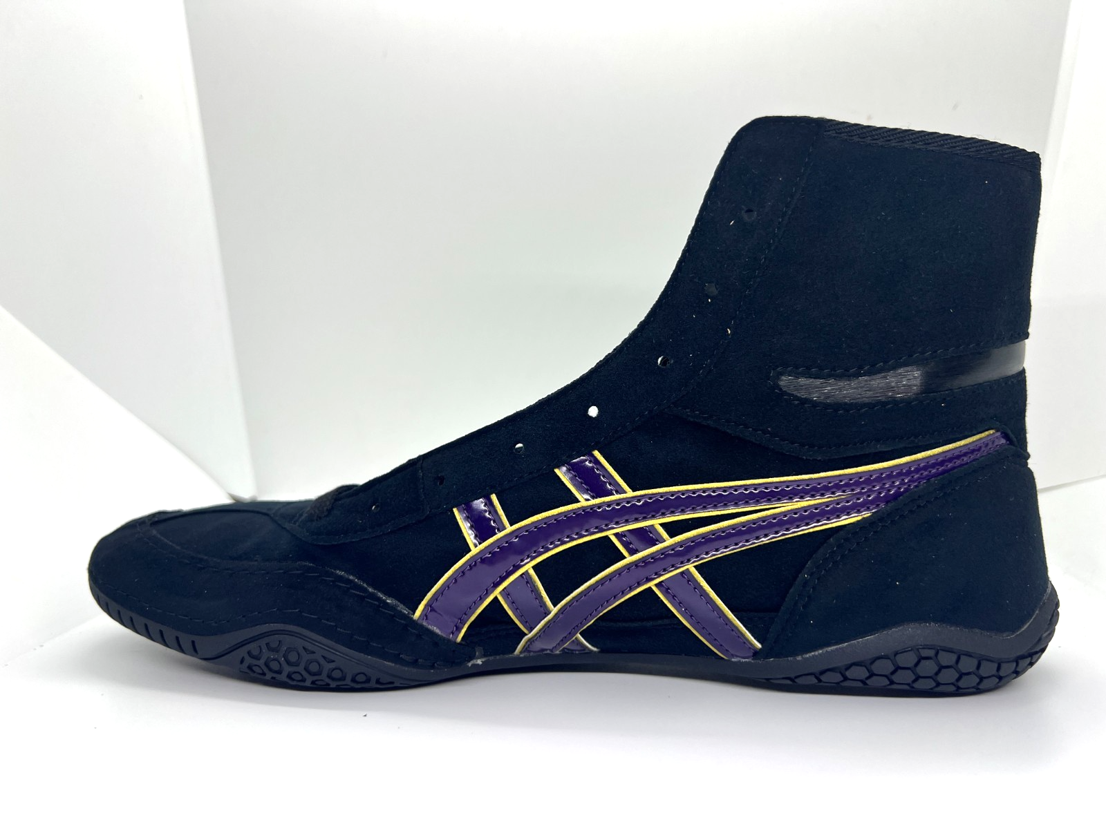 asics Boxing Wrestling Shoes Black Purple Gold Heel Black NEW EX