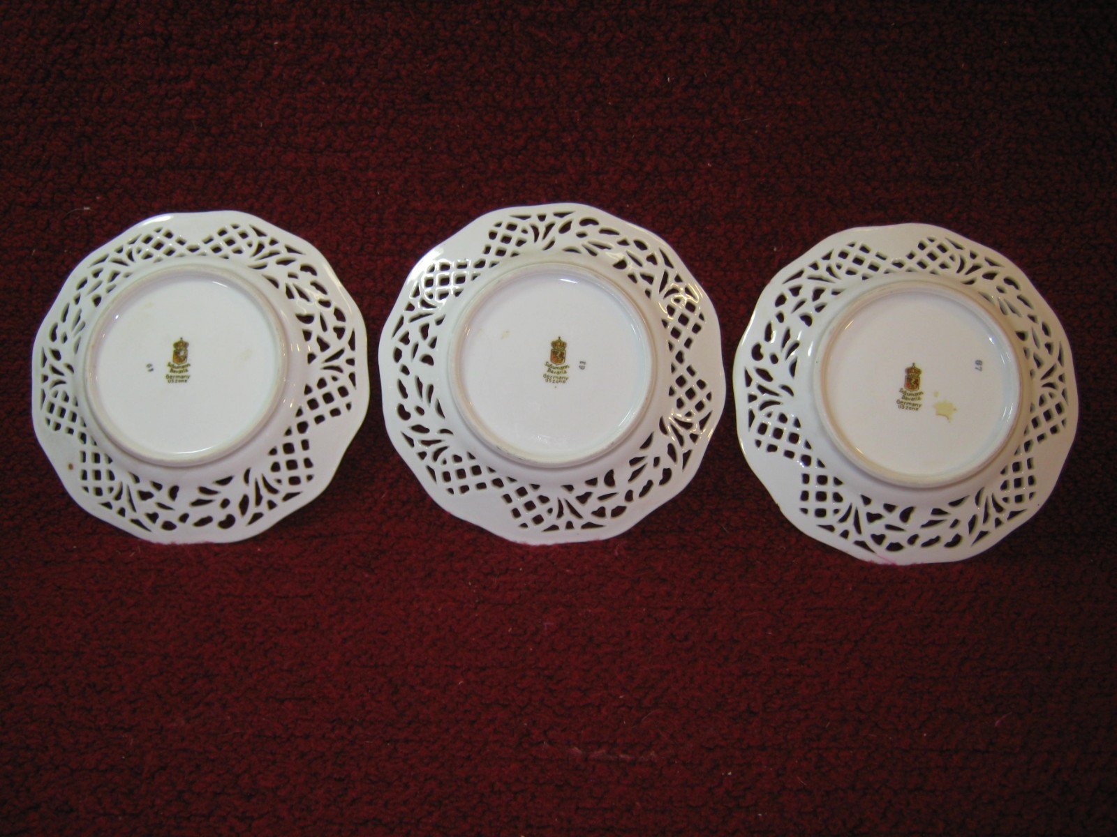 Vintage Schumann Plate Lot of 3 U.S. Zone Bavaria Germany circa 1946-1949