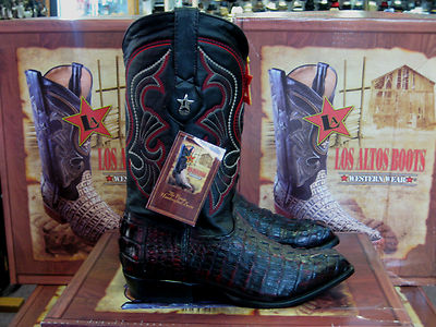 Pre-owned Los Altos Boots Los Altos Women Cherry Genuine Crocodile Tail Western Cowboy Boot (m) L091181 In Cherry Black