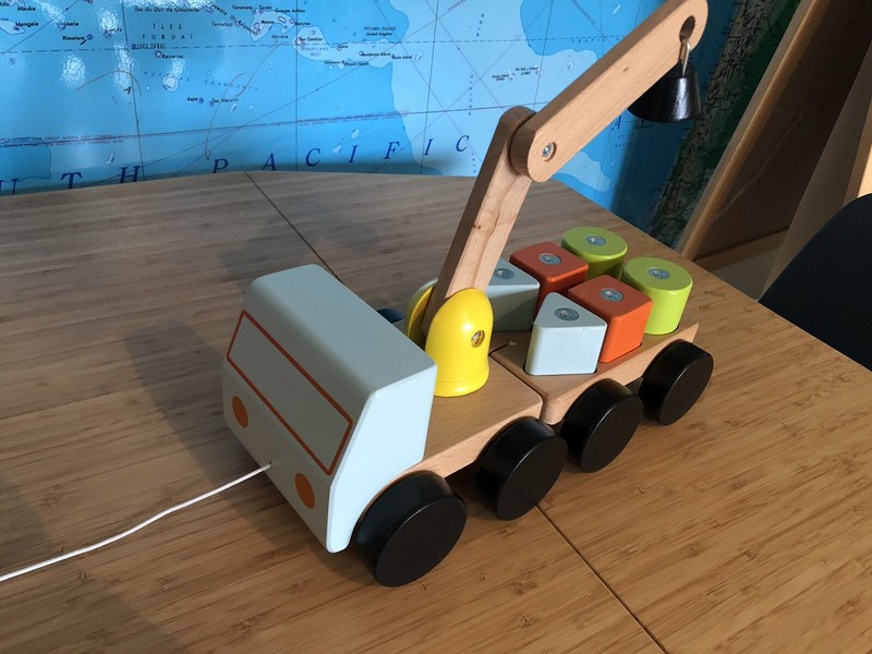 learn shapes with wooden truck toy