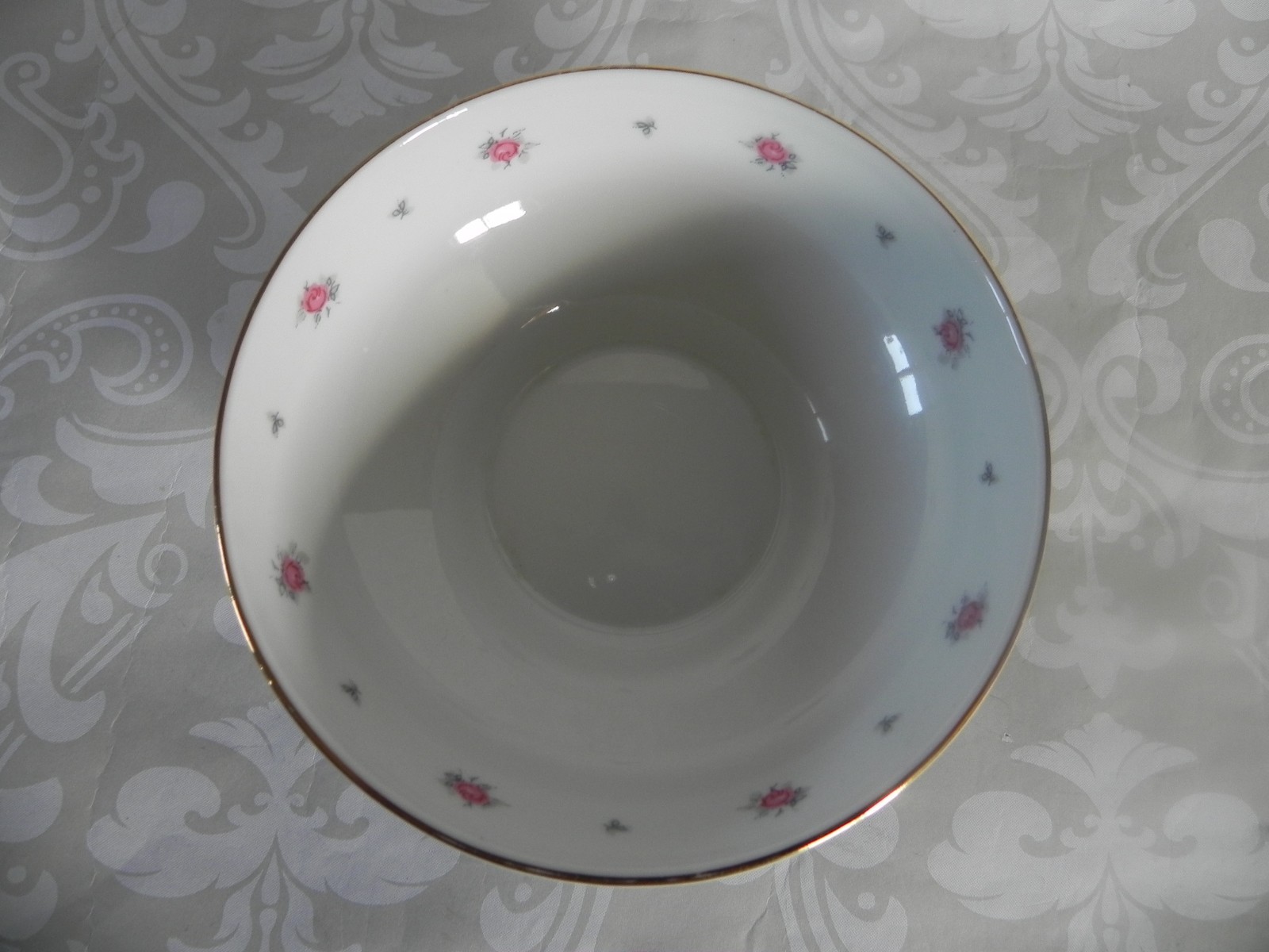 Kenneberg Porcelain Bowl White Rose Pattern Gold Rim German Democratic Republic