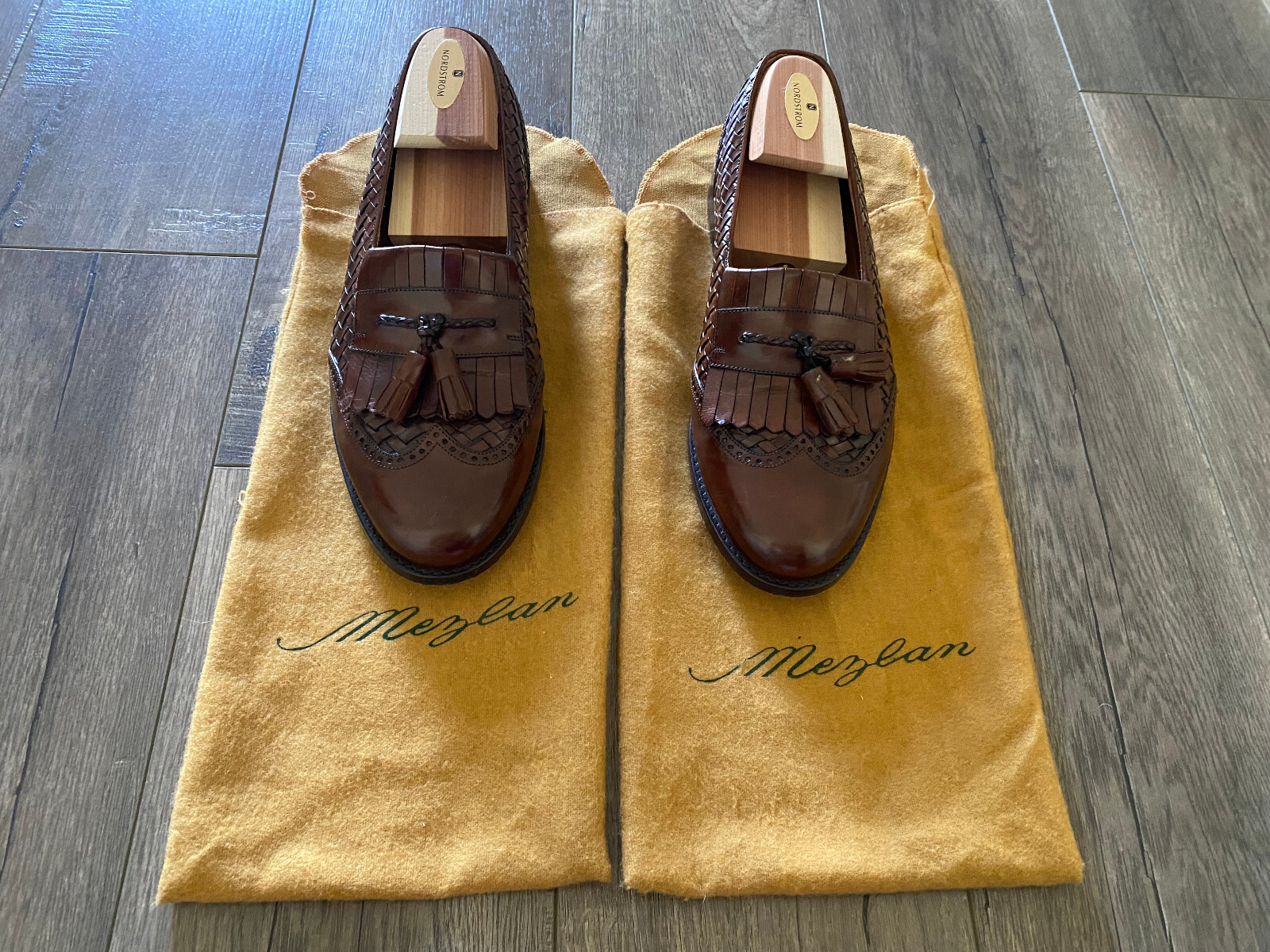 Mezlan Alicante Men Woven Wingtip Loafer Brown Dress Shoes  display picture 1