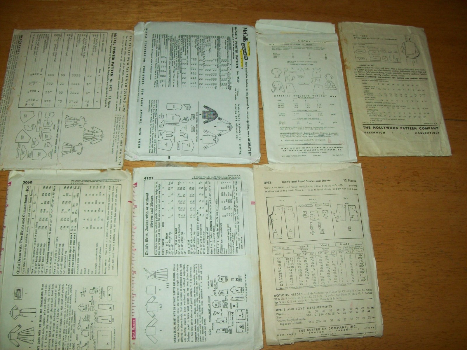 Vintage Sewing pattern LOT seven patterns NEW YORK Butterick Simplicity Patterns