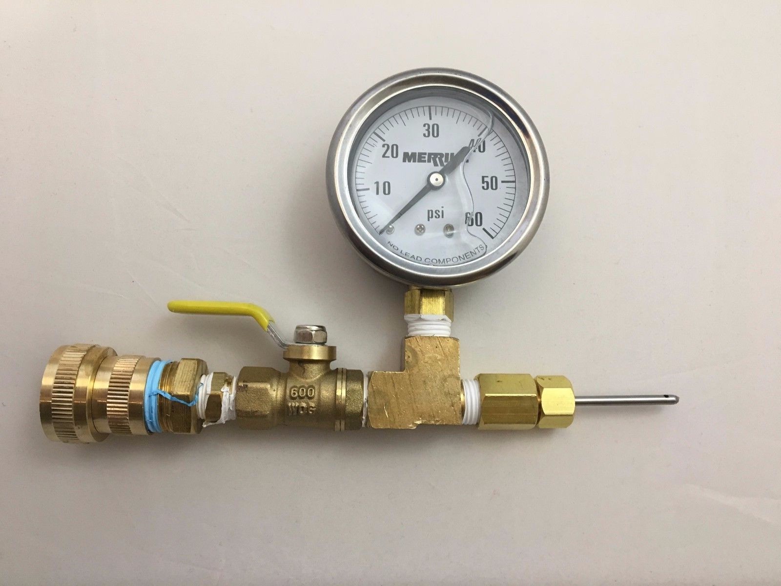 GEOTHERMAL LOOP FILL TOOL PRESSURE GAUGE 1/8 NEEDLE FOR PT PETE PORT GARDEN HOSE