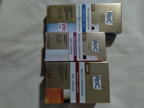 3 Roc Products,Multi Correxion, Resurfacing Serum, Revive and Glow Gel Cream....