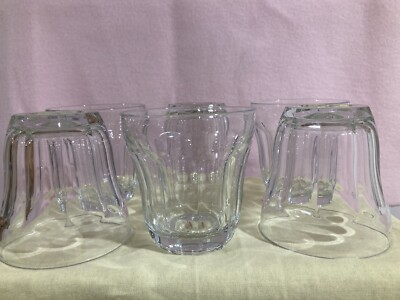 Set Of 6 Palaks 10 Panel Clear Glass Tumblers Glasses French Bistro Style 3.5''