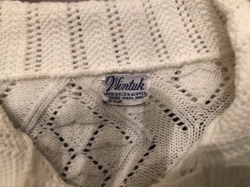 Wintuck Cream Knit Fringe Poncho Vintage OS
