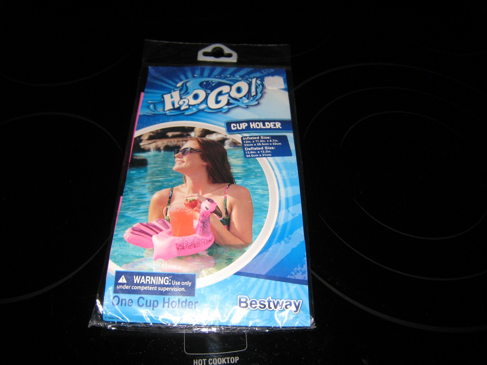 H20 GO! BRIGHT PINK PEACOCK INFLATIBLE DRINK CUP HOLDER-NEW WITH FREE SHIPPING!!