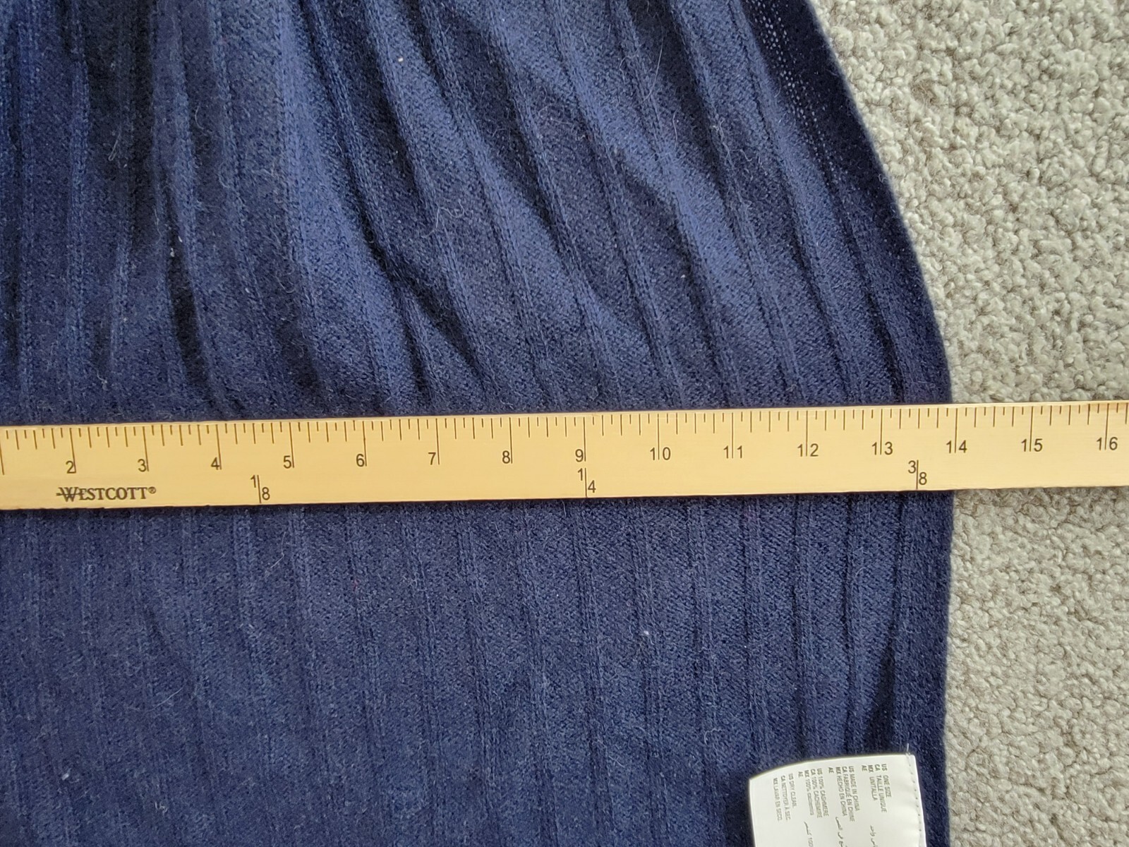Charter Club Ribbed 100% Cashmere Scarf Women's One Size Navy - Picture 6 of 13
