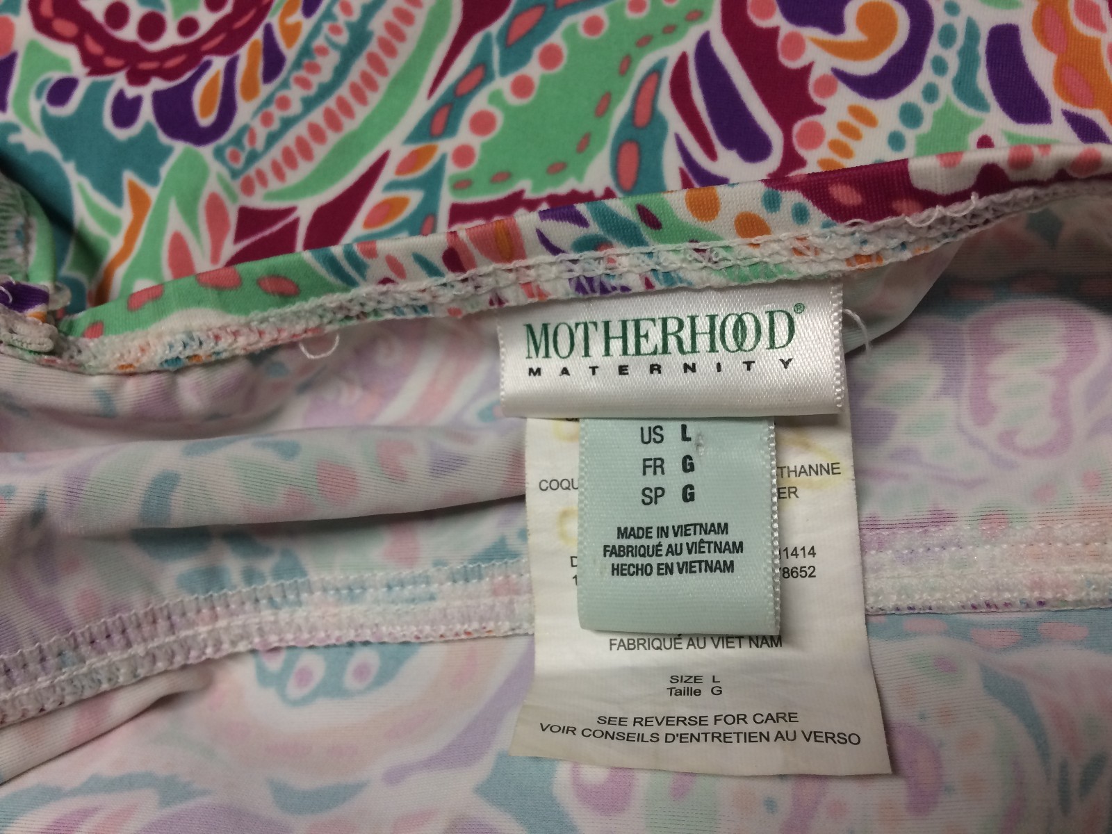 Motherhood Tankini Swimsuit TOP ONLY Size L Super CUTE EUC