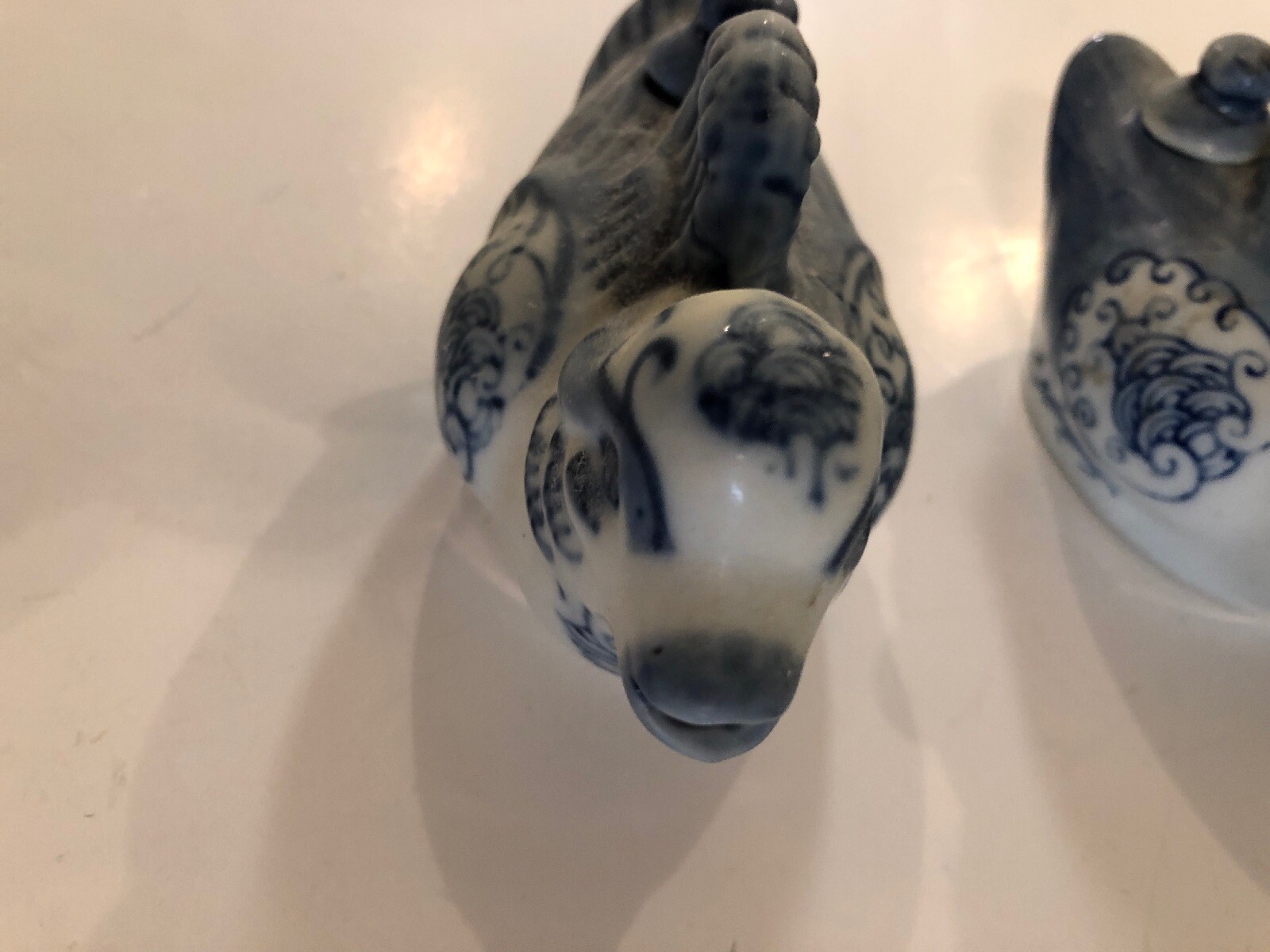 2 x Vintage Porcelain Hand painted Birds With Lids SP ? & Blue & White