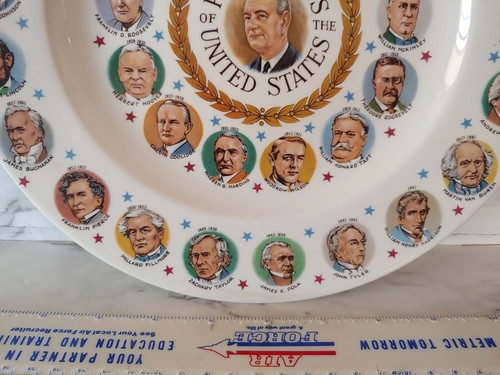 Vtg 1960s PRESIDENTS of the UNITED STATES Lyndon B Johnson LBJ Ceramic Plate 10