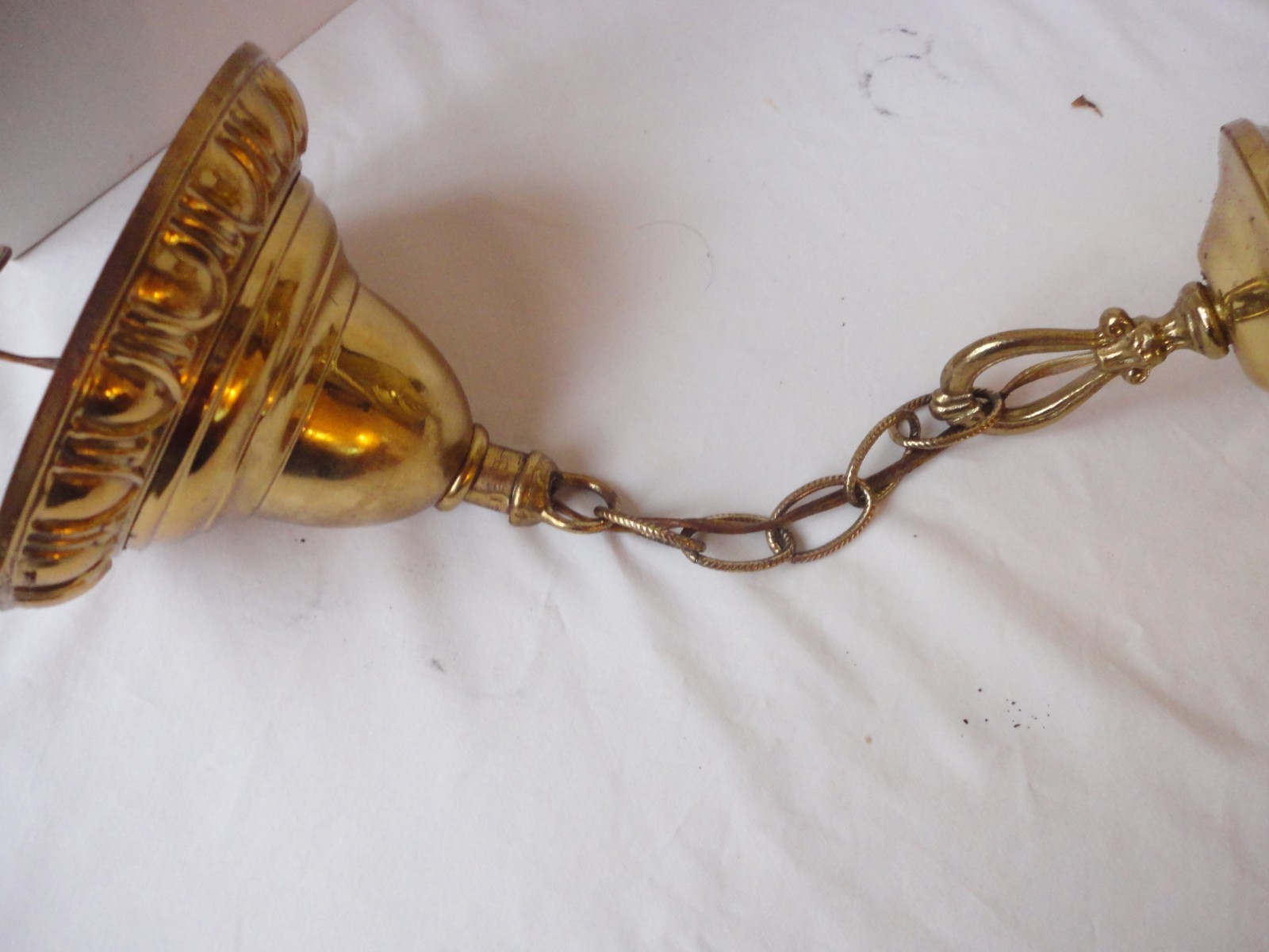 Antique Vintage Brass Pan Light Fixture 4 Arm Chandelier Hanging