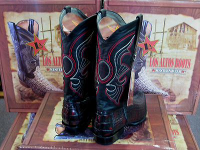 Pre-owned Los Altos Boots Los Altos Women Cherry Genuine Crocodile Tail Western Cowboy Boot (m) L091181 In Cherry Black