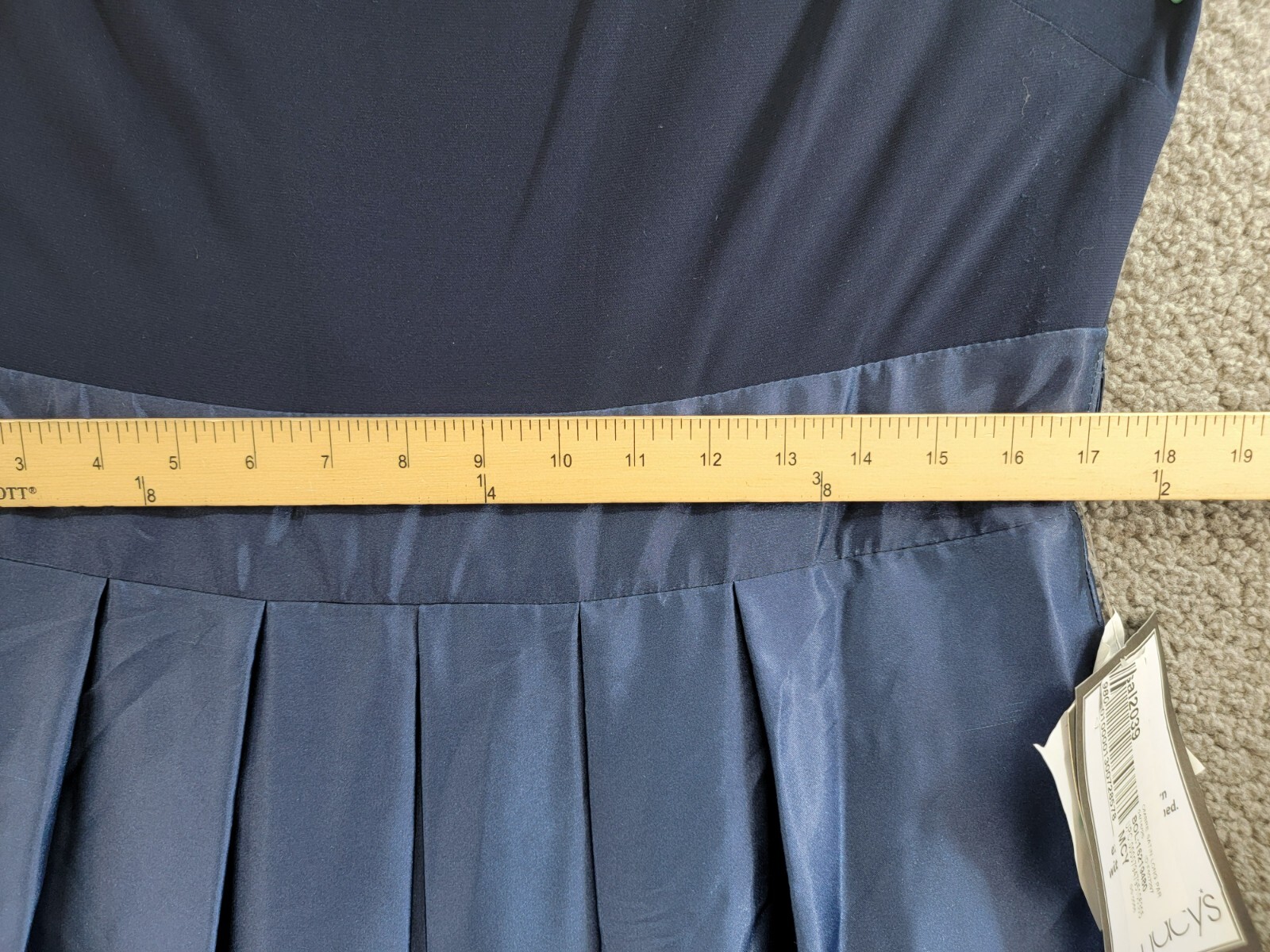 SLNY Fashions Ombré Satin Bow Sash Gown Women's 16 Navy/Wedgewood Zip Closure - Picture 6 of 16