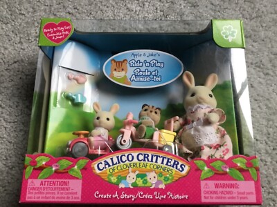 Calico Critters Ride n Play Set Mother Bunny Baby Bunny and Squirrel Baby New