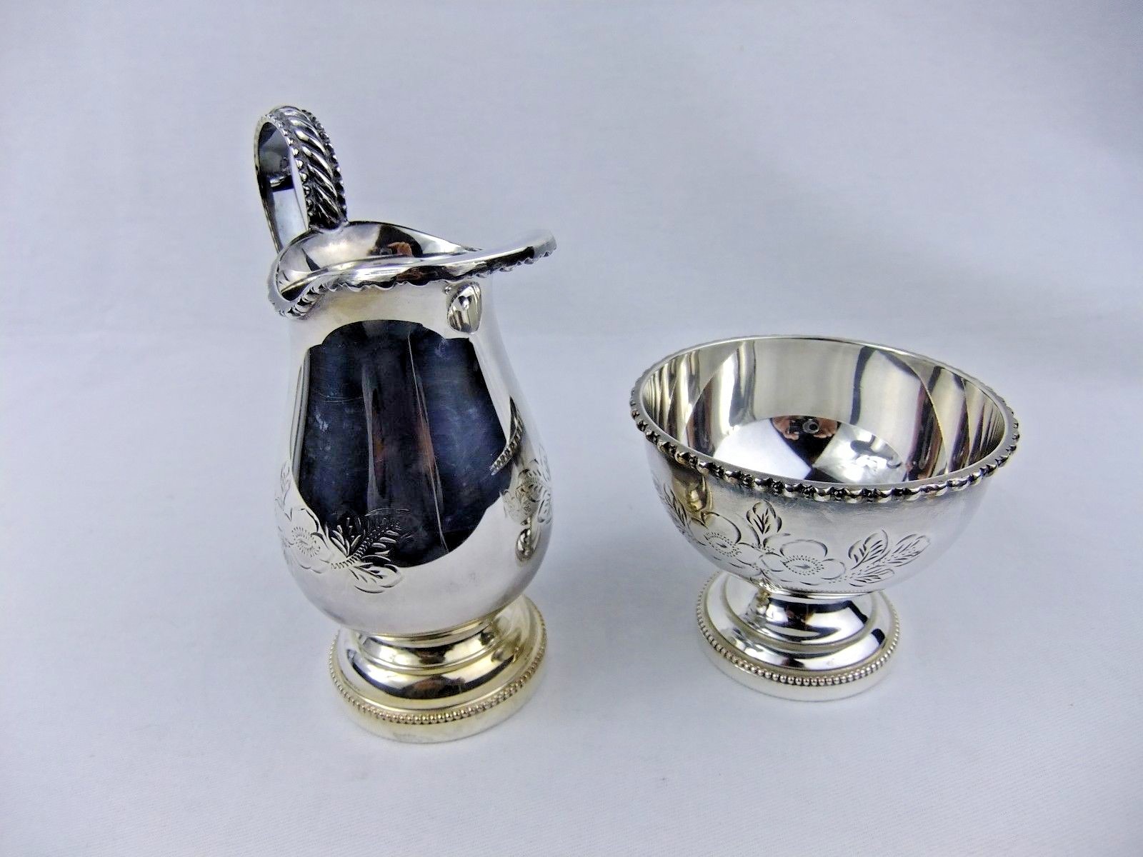 Vintage Birks Primrose Plate Cream and Sugar Set with Floral Pattern English