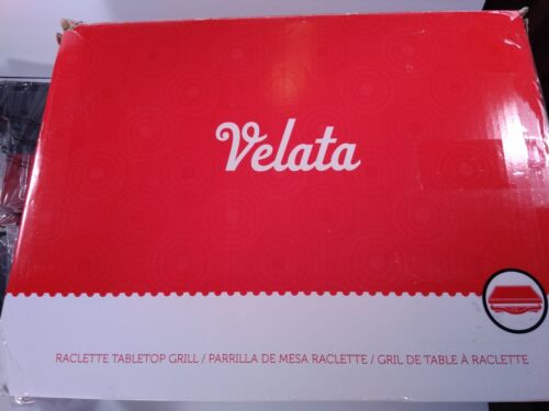 Velata Tabletop Raclette Grill 8 Serving Pieces w/Spatulas Metal/Granite Tops